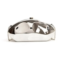 Silver metallic mirror finish crossbody bag with pebble shape and chain strap - Silver
