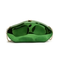 Emerald green mirror acrylic pebble clutch bag with gold chain strap in variant finish - Green
