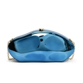 Minimalist bright blue metallic shoulder bag with golden cylinder lock and chain - Blue
