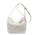 Bolso bandolera de piel sintética blanca con correa de cuero y textura suave - Blanco