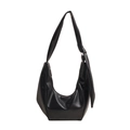 Borsa a spalla a mezzaluna nera minimalista con un elegante cinturino con nodo grande - Nero