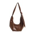 Borsa hobo minimalista marrone scuro con tracolla annodata dal design unico - Marrone