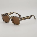 Gafas de sol retro cuadradas con montura de carey y lentes de color marrón - Montura Carey Blanco Lente Té