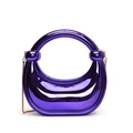 Sac de soirée chic violet métallisé avec poignée ronde et bandoulière en chaîne - Violet