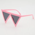 Fashionable oversized triangle sunglasses in vibrant pink with dark grey lenses - Pink Frame Grey Lens