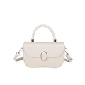 Sac à main beige chic avec texture plissée verticale et détails métalliques ovales - Blanc