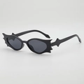 Chic bat-shaped wing sunglasses with jelly color lenses for hip-hop party outfits - Black Frame Grey Lens