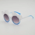 Occhiali da sole rotondi blu sfumati per bambini con orecchie da cartone animato e fiocco - Sfumato Bianco Blu (Sopra Bianco Sotto Blu)