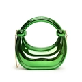 Sac demi-lune vert foncé métallisé avec poignée ronde et bandoulière chaîne - Vert
