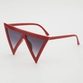 Hip hop style oversized triangle sunglasses with bold red frame and gradient lenses - Red Frame Double Grey Lens