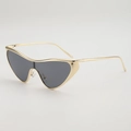 Lunettes de soleil cat-eye futuristes en métal doré avec verres gris monoblocs - Monture Dorée Verres Gris