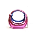 Sac de soirée dégradé métallique avec poignée ronde et bandoulière chaîne dorée - Bleu Rose