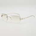 Frameless Y2K rectangular sunglasses with silver star accents and gradient lenses - Jelly White
