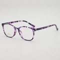 Retro TR90 lightweight eyeglass frames with purple floral pattern and tortoise texture - Purple Floral Frame Plain Mirror