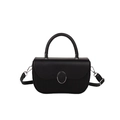 Sac à main noir minimaliste avec texture plissée verticale et boucle en métal argenté - Noir