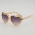 Lunettes de soleil cœur pour enfants avec monture pailletée, nœud jaune et verres dégradés - Monture Rouge Ambre Verre Gris Dégradé