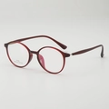Retro round TR-90 lightweight eyewear frames in deep red with minimalist aesthetic design - Red Frame