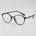 Classic round TR90 eyeglasses frame in black finish shown from a 45-degree angle view - Black Frame Clear Lens