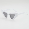 Fashionable white thick frame oversized geometric sunglasses with dark grey polygonal lenses - White Frame Gray Lens