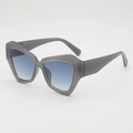 Occhiali da sole quadrati grigio trasparente con lenti sfumate blu e bordo in metallo oro - Montatura Grigia Lenti Blu