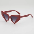 Futuristic red geometric sunglasses with dark gradient lenses and bold triangle frames - Red Frame Double Grey Lens