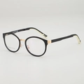 Monture de lunettes rétro ronde noir et or pour hommes et femmes avec branches en métal - Monture Noire avec Branches Jaunes Verre Plat