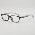 Retro ultralight square full-rim glasses frame in black TR90 material with grey temples - Black Frame White Temples