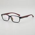 Ultralight retro square optical glasses frame with black front and burgundy TR90 temples - Black Frame Red Leg