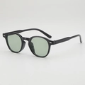 Runde Retro-Sonnenbrille mit schwarzem Rahmen, grünen Gläsern und Silberverzierung - Schwarzer Rahmen Grüne Gläser