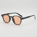 Retro-Sonnenbrille mit schwarzem Rundrahmen, orangefarbenen Gläsern und Nieten - Schwarzer Rahmen Orangefarbene Gläser