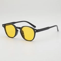 Retro runde Sonnenbrille mit schwarzem Rahmen und gelben Gläsern für modischen Streetstyle - Schwarzer Rahmen Gelbe Gläser