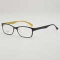 Occhiali quadrati classici TR90 in nero e sfumatura trasparente con montatura leggera - Montatura nera con interno giallo