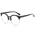 Gafas redondas de media montura para niños en negro y plata con logo V dorado - Marco Negro