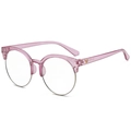 Montura de gafas redondas para niños rosa transparente al aire con metal plateado - Montura Violeta