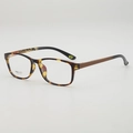 Classic amber tortoiseshell TR90 square eyeglasses frame with lightweight design - Demi Frame Clear Lens