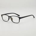 Classic black TR90 square frame glasses with model number and dimensions at 45 degree angle - Matte Black