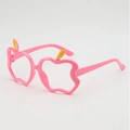 Kinderbrilmontuur in de vorm van een roze appel met gele bladeren voor verkleedfeestjes - Roze Montuur (Zonder Lens)