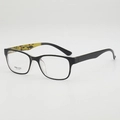 Lunettes noires carrées en TR90 avec motif graffiti urbain artistique sur les branches - Noir avec intérieur jaune