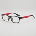 Classic black TR90 square frame glasses with unique red and black contrast temples - Black Frame Red Leg