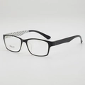 Minimalist square black TR90 eyewear frames shown from a professional 45-degree angle view - Black Frame Inner White Temples