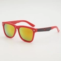 Kids red fashion sunglasses with yellow mirrored lenses and silver star accents - Red Frame Red Mirror