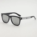Lunettes de soleil enfant carrées noires avec verres miroirs argentés et étoiles - Monture Noire Miroir Argent