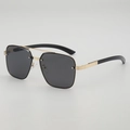 Classic double bridge pilot sunglasses with gold metal frame and dark gray lenses - UV400 Protection / Gold Frame Grey Lens
