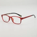 Translucent dark red TR90 eyeglasses frame with patterned temples and black tips - Transparent Red Frame Plain Lens
