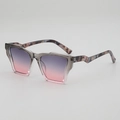 Irregular geometric gray sunglasses with purple gradient lenses and patterned temples - Gray Pink Frame Gray Pink Lens