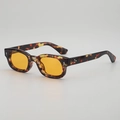 Classic tortoiseshell square frame sunglasses with trendy translucent yellow lenses - Tortoise Frame Yellow Lens