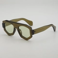 Lunettes de soleil géométriques à dessus plat avec monture vert olive et verres - Vert olive