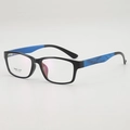 Classic black and blue square TR90 frame glasses with a lightweight retro design - Black Frame Blue Temple