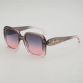 Women's oversized square sunglasses with gradient lenses and elegant gold logo temples - D05Z-3 / Gray Pink Frame Gray Pink Lens