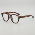 Lunettes de soleil rondes rétro à motif écaille de tortue et rivets en losange argent - Monture léopard verres clairs